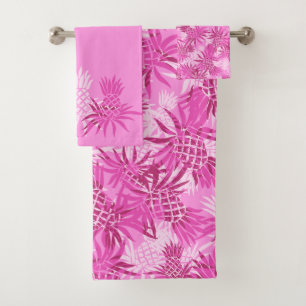 Pineapple Camo Hawaiian Tropical Coordinate- Pink Bath Towel Set