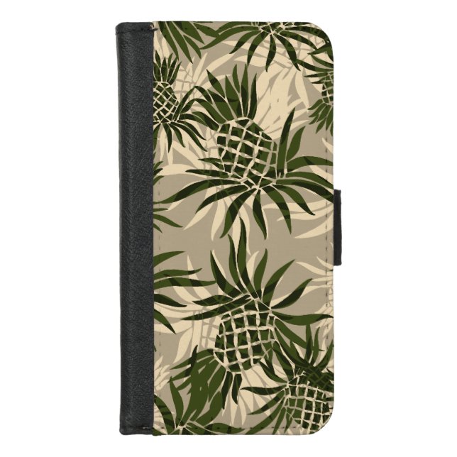 Pineapple Camo Hawaiian Tropical  iPhone Wallet Case (Front)