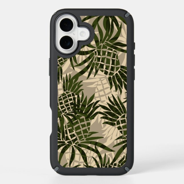 Pineapple Camo Hawaiian Tropical Khaki Speck iPhone Case (Front)