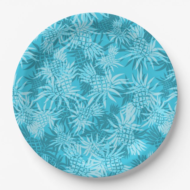 Pineapple Camo Hawaiian Tropical Paper Plates (Front)