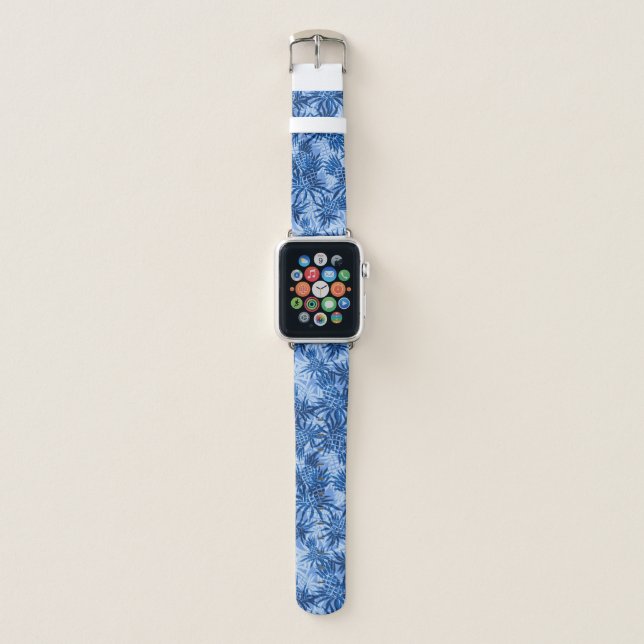 Pineapple Camo Hawaiian Tropical - Royal Blue Apple Watch Band (Front)