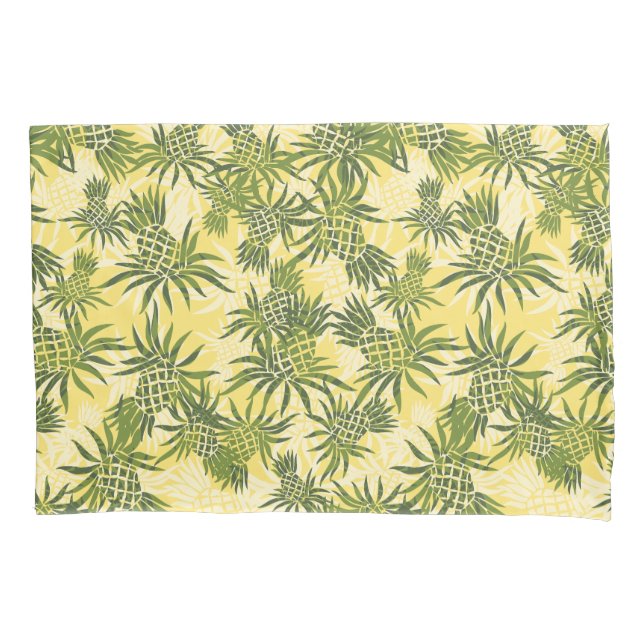 Pineapple Camo Hawaiian Tropical - Yellow Olive Pillow Case (Front)