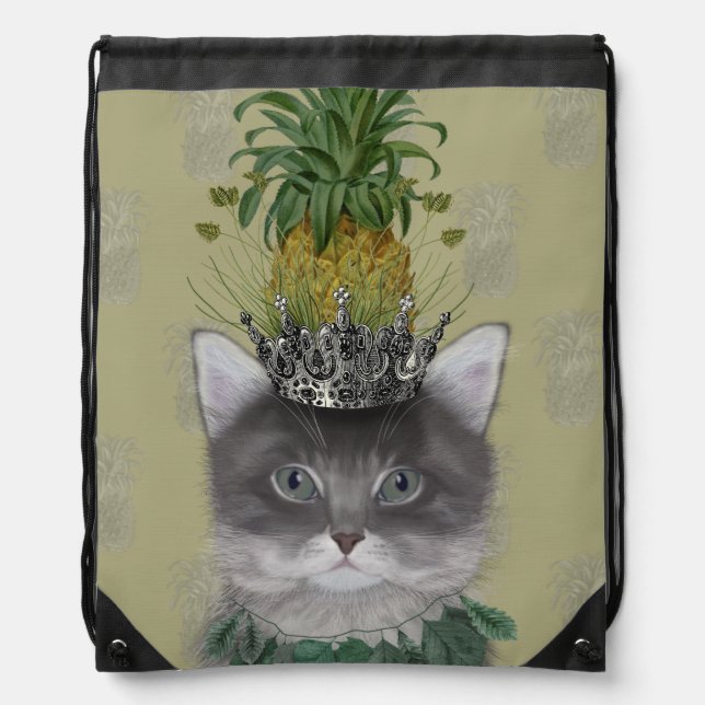 Pineapple Cat Drawstring Bag (Front)