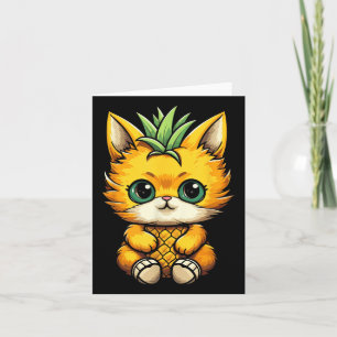 Pineapple Cat Fruit Hello Summer Vacation Cat Love Card