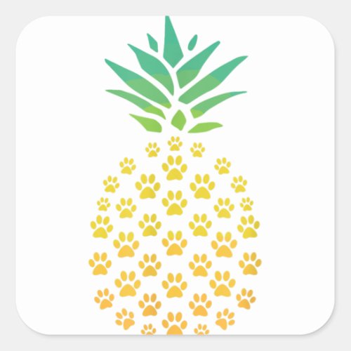 Pineapple Cat Paw Funny For Cats Lovers Pineapple  Square Sticker