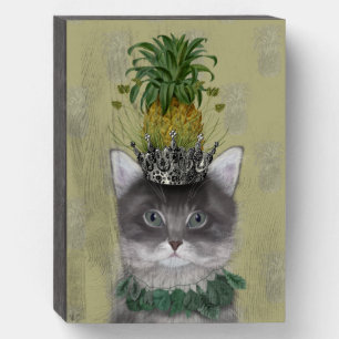 Pineapple Cat Wooden Box Sign