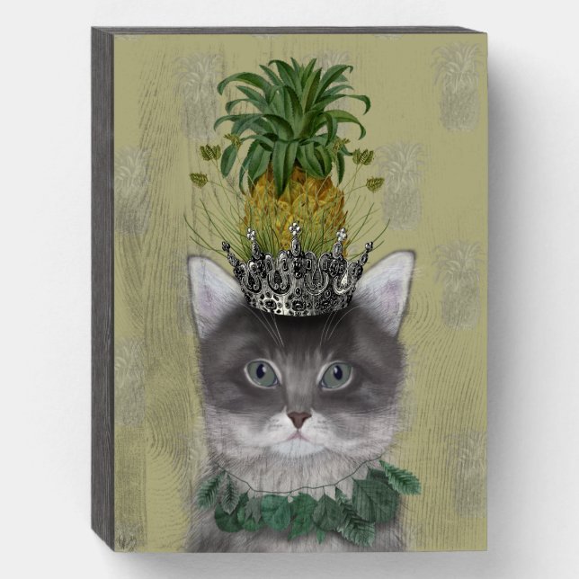 Pineapple Cat Wooden Box Sign (Front Vertical)