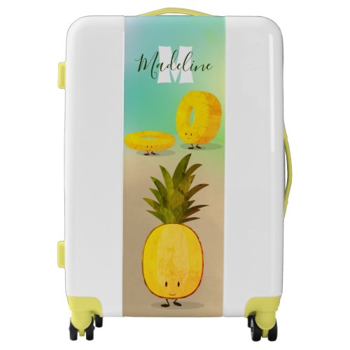 Pineapple Characters Name Monogram Luggage