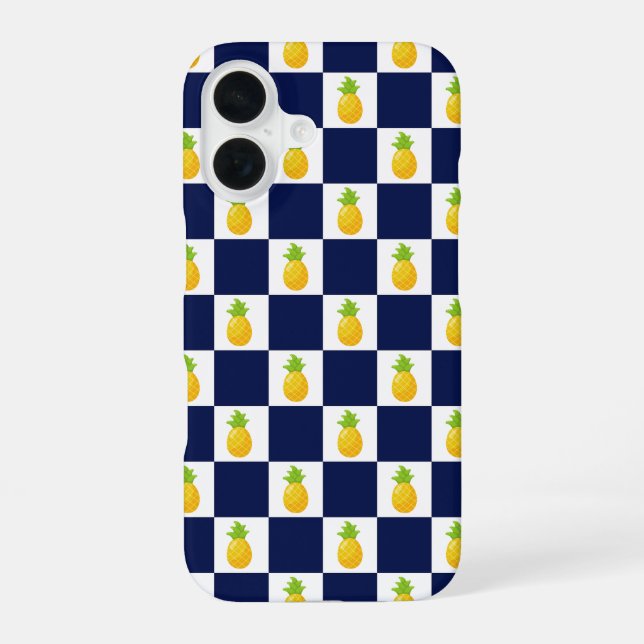 Pineapple Checkered iPhone 16 case (Back)