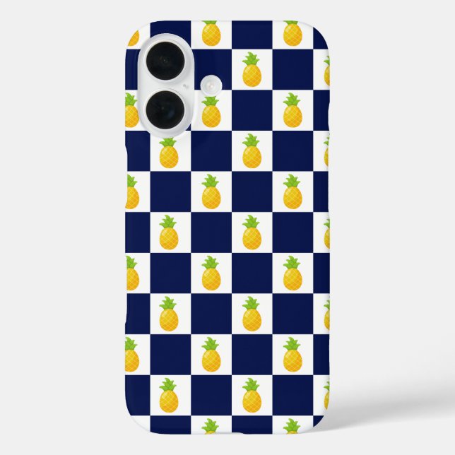 Pineapple Checkered iPhone 16 case (Back)