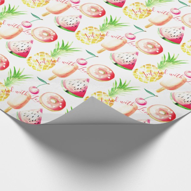Pineapple, Cherries, Donuts, Ice Cream, Watermelon Wrapping Paper (Corner)