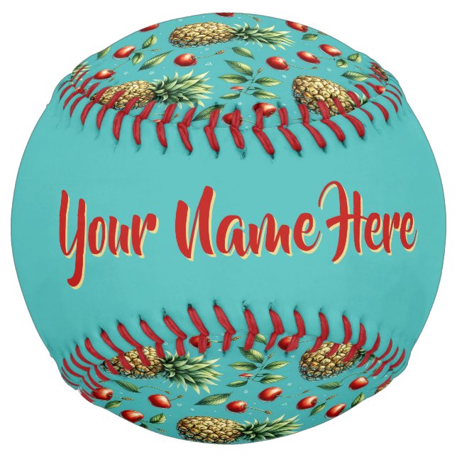 Pineapple Cherry Bliss (personalize) Softball (Back)
