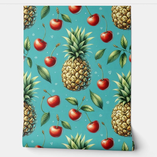 Pineapple Cherry Bliss Wallpaper (Unrolling)