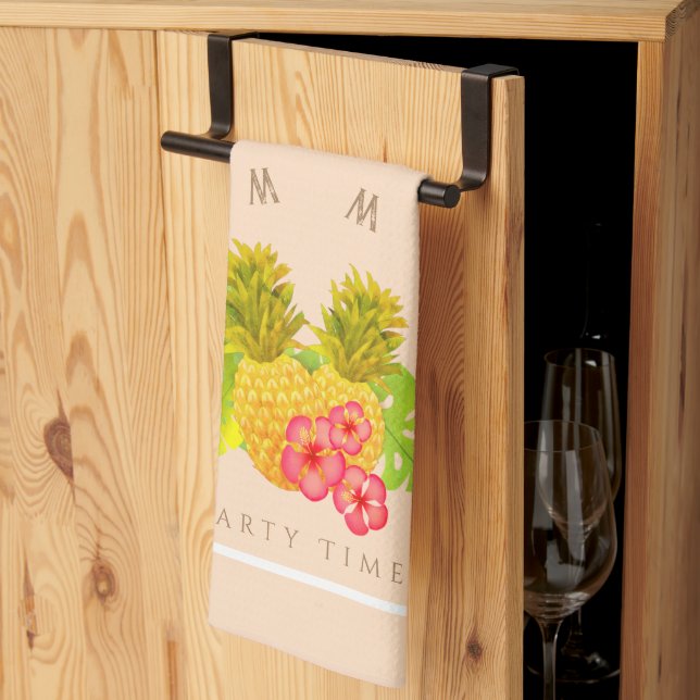 Pineapple Chic Beige Kitchen Towel (Thirds Fold)