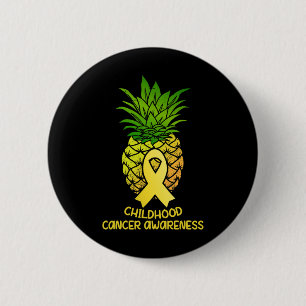 Pineapple Childhood Cancer Awareness Gift Button