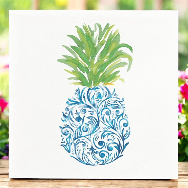 Pineapple Chinoiserie Blue White Preppy Napkins (Creator Uploaded)