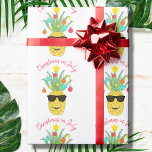 Pineapple Christmas In July Wrapping Paper<br><div class="desc">This fun Christmas in July wrapping paper features a yellow pineapple decorated like a Christmas tree and wearing sunglasses. It says Christmas in July in stylish red typography.
Because we create our artwork you won't find this exact image from other designers.
Original Watercolor © Michele D</div>