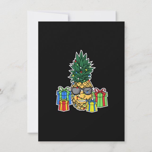 Pineapple Christmas Lights, Women Mens Hawaiian Ch Invitation (Front)