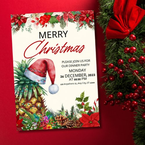 Pineapple Christmas Party Tropical Christmas Part Invitation