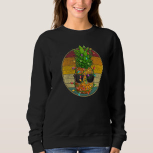 Pineapple Christmas Tree Lights Retro Style Vintag Sweatshirt