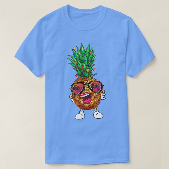 Pineapple Christmas Tree Lights Sunglasses  T-Shirt (Design Front)
