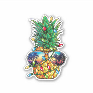 Pineapple Christmas Tree Lights Xmas Men Gifts Sun Sticker