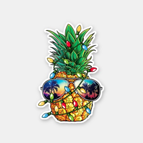 Pineapple Christmas Tree Lights Xmas Men Gifts Sun Sticker