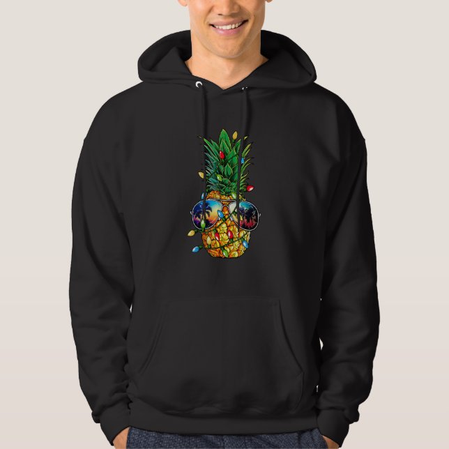 Pineapple Christmas Tree Lights Xmas Men Sunglasse Hoodie (Front)