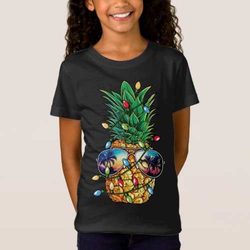 Pineapple Christmas Tree Lights Xmas Sunglasses T_Shirt