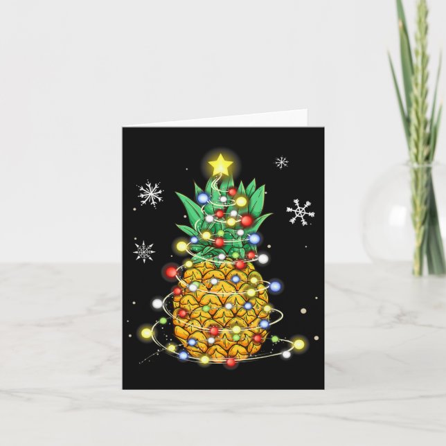 Pineapple Christmas Xmas Lights  Card (Front)