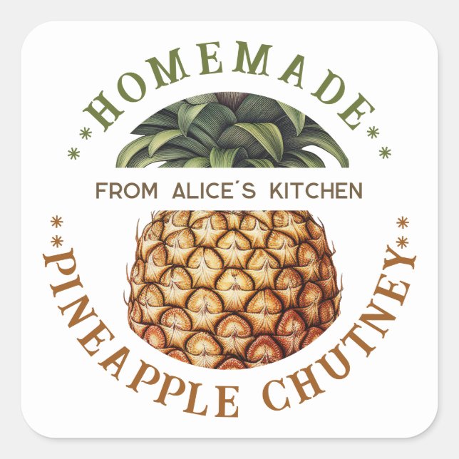 Pineapple chutney canning label homemade preserves (Front)