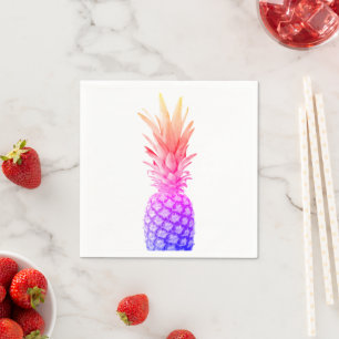 Pineapple Colorful Pink Purple Rainbow Napkins