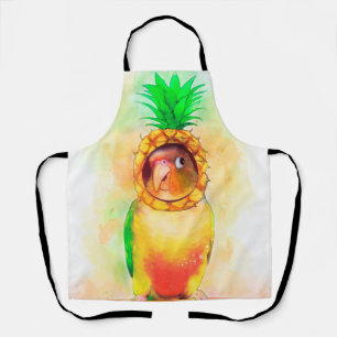 Pineapple conure parrot with pineapple hat apron