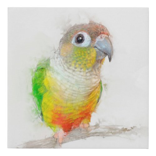 Pineapple Conure Portrait Faux Canvas Print