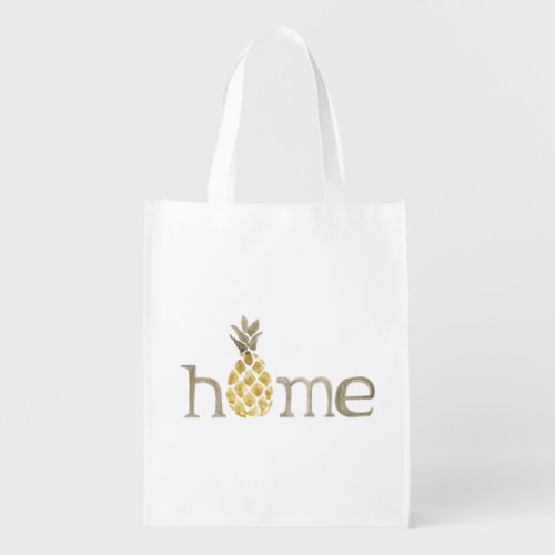 Pineapple Country Farmhouse Home Typography Grocery Bag