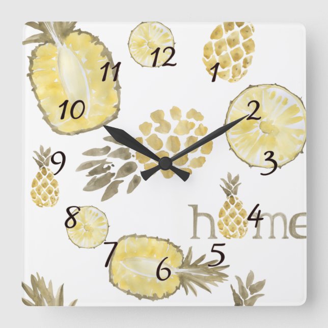 Pineapple Country Rustic Farmhouse Wall Clock (Front)