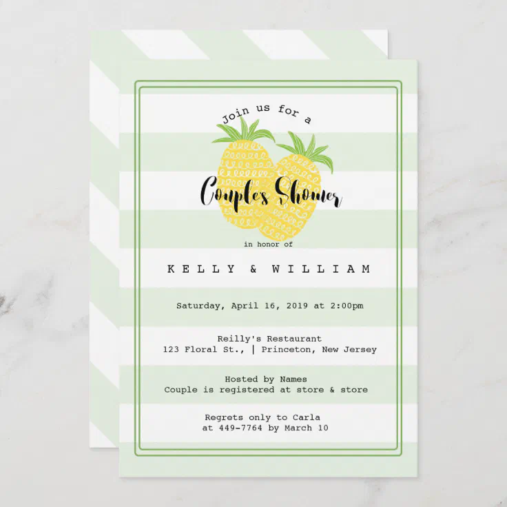 Pineapple Couple Tropical Couple Shower Invitation Zazzle