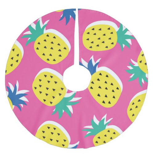 Pineapple Crazy Colors Childish Pop_Art Brushed Polyester Tree Skirt