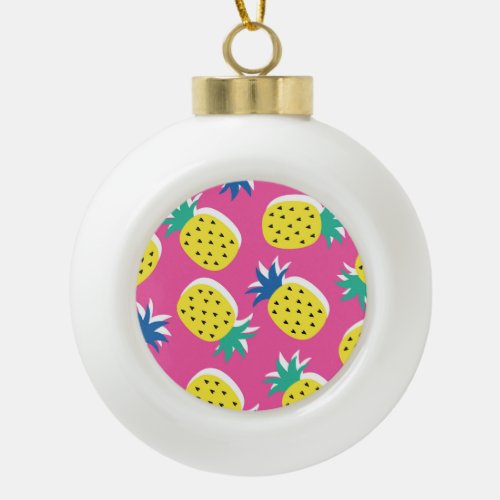 Pineapple Crazy Colors Childish Pop_Art Ceramic Ball Christmas Ornament