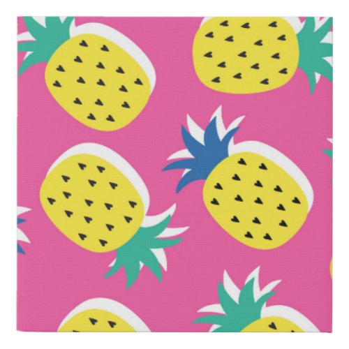 Pineapple Crazy Colors Childish Pop_Art Faux Canvas Print