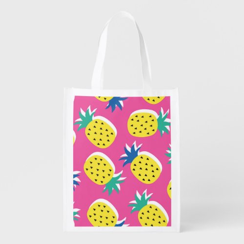 Pineapple Crazy Colors Childish Pop_Art Grocery Bag