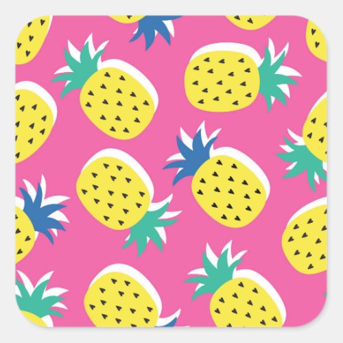 Pineapple Crazy Colors Childish Pop_Art Square Sticker