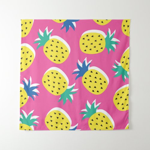 Pineapple Crazy Colors Childish Pop_Art Tapestry