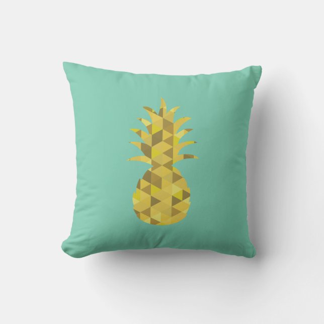 pineapple cushion // mint and yellow // geo print (Front)