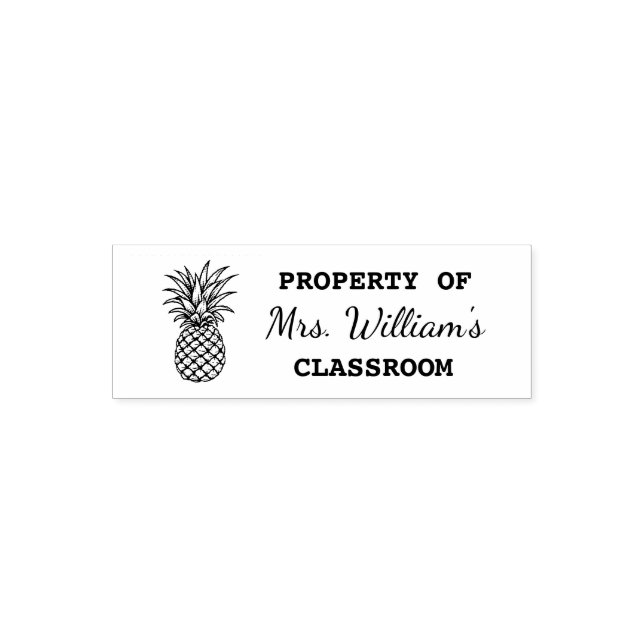 Pineapple - Custom Teacher Name Book Classroom Self-inking Stamp (Design)