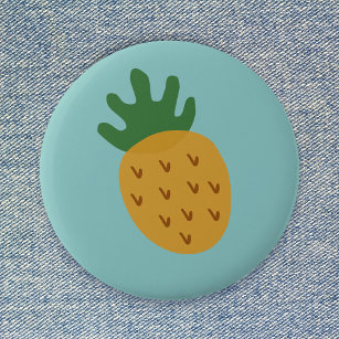 Pineapple   Cute Infertility IVF Cyan Blue Green Button