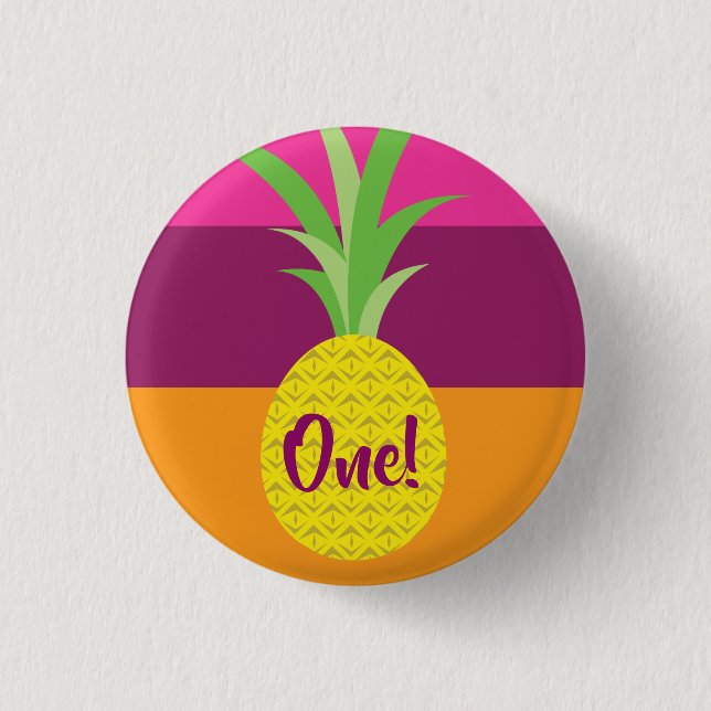 Pineapple Cute Kid's Birthday Party Summer Button (Front)