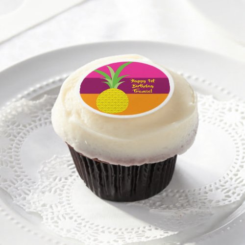 Pineapple Cute Kids Birthday Party Summer Edible Frosting Rounds