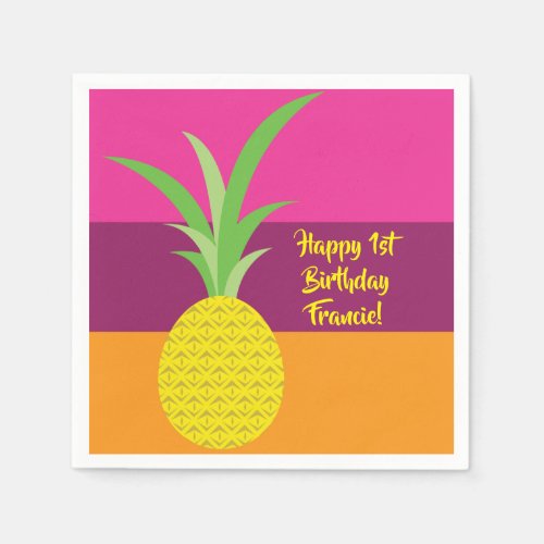 Pineapple Cute Kids Birthday Party Summer Napkins