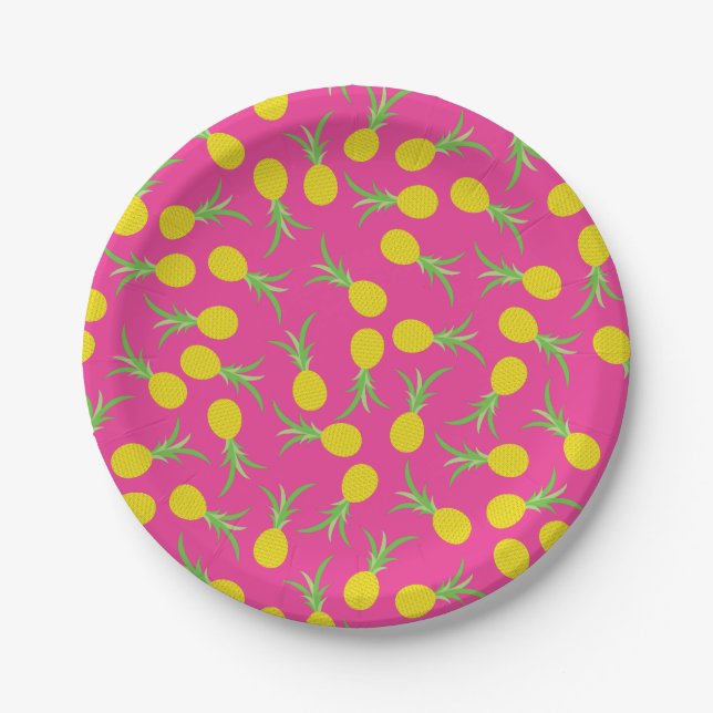 Pineapple Cute Kid's Birthday Party Summer Paper Plates (Front)